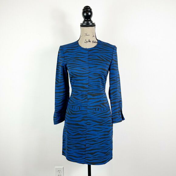 A.L.C. NWOT Blue Black Noelle Sheath Tiger Print Dress Size 0 - Picture 2 of 6